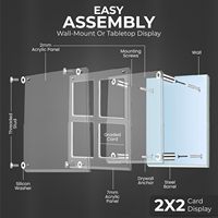 La vitrine de carte graduée en acrylique anti-UV sur mesure 2x2 contient 4 dalles CGC TAG vitrine de cadre d'affichage de carte de sport de table murale