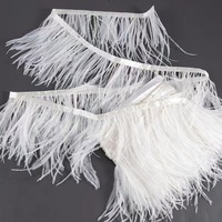 Vente en gros d'usine : Garnitures en dentelle de plumes d'autruche teintées de 15-20 cm pour costumes, couture et artisanat