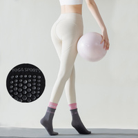 Chaussettes de sport antidérapantes sans couture pour barre, trampoline, Pilates, yoga, en coton et bambou, à compression, pour l'automne