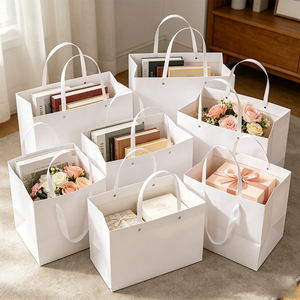 กระเป๋าหิ้วกระดาษแข็งแบบสั่ง<span class=keywords><strong>ทำ</strong></span>พิเศษสำหรับร้านหนังสือ พร้อมฐานแบน สำหรับใส่หนังสือ<span class=keywords><strong>เรียน</strong></span> นิตยสาร และเครื่องเขียน - Product Image 3