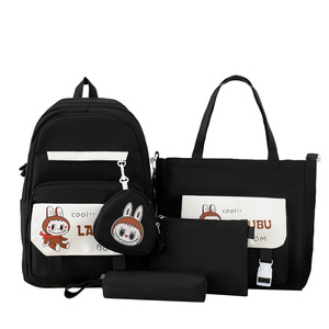 New Style <b>School</b> Bag Korean Style Fashionable Four-Piece Set Student <b>Backpack</b> Tutoring Bag Trendy Large-Capacity <b>Backpack</b> - Product Image 6