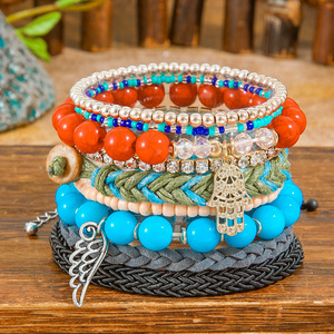 <b>Beaded</b> Bracelets <b>Set</b> Multicolor Bohemian Style Layered Stackable Jewelry For Women Men Fashion Accessory Gift - Product Image 1