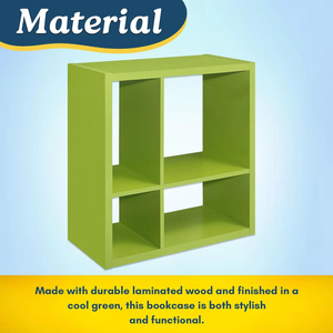 Precio de fábrica <span class=keywords><strong>Muebles</strong></span> de madera para niños Estante de 4 cubos Estantería cuadrada verde para niños Estante de cubo colorido para sala de estar y guardería - Product Image 2