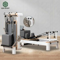 Máquina de Pilates Plegable con Estructura de Aluminio de Grado Profesional para Gimnasio en Casa o Comercial, con Torre de Poleas Doble