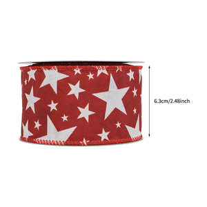 Ruban patriotique à double face inversé pour emballage cadeau, étoiles du 4 juillet, ruban filaire pour couronnes, nœuds, fête nationale américaine - Product Image 2