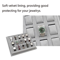 Haute qualité NOUVEAU Personnalisé luxe daim velours Plateau à bijoux 15 18 24 fentes Bracelets oreiller Montre plateau d'affichage