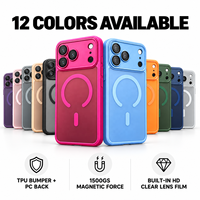 Coque de téléphone magnétique pour iPhone 18 Pro Max 17 Air 16E 15 14 Plus 13 Mini 12 avec film de protection d'objectif intégré, aimant 1500GS, hybride TPU PC mat