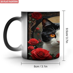 Heat Activated Magic Mug 11oz <b>Ceramic</b> Frosted Black Thanksgiving Day Gift <b>Cup</b> - Product Image 1