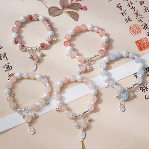 Pulsera de Cuentas de Cristal Natural Estilo Chino al por Mayor, Pulsera de la Suerte con Amuleto de Campana de Bambú para Mujer, Regalo, Suministro a Granel - Product Image 1