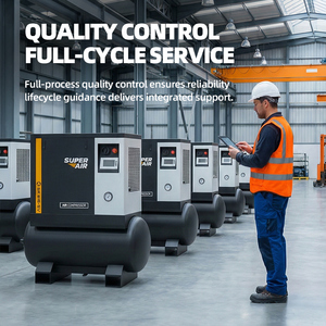 เครื่องอัดอากาศแบบสกรู Super Air 7.5kW เงียบพิเศษ 10 แรงม้า 1.0 ลูกบาศก์เมตร/นาที สำหรับงานไม้ เครื่องเราเตอร์ ปืนลม งานแกะสลักไม้ ประสิทธิภาพสูง - Product Image 2