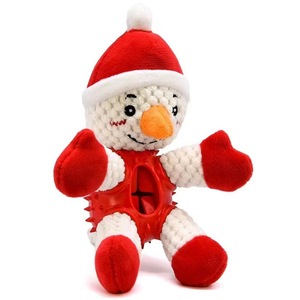 Jouets pour chiens en gros, durables, qui distribuent de la nourriture, en forme de Père Noël et Bonhomme de neige, jouets à mâcher en peluche couineurs pour Noël - Product Image 3