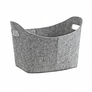 Cesta de Almacenamiento Ovalada de Fieltro Zeller, 37x28x25cm, Gris - Product Image 2