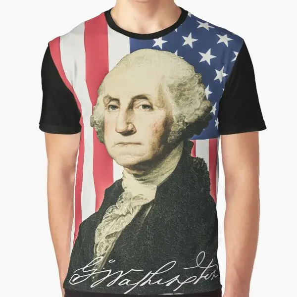 Summer Hot Selling Herren Kurzarm T-Shirt American Fun President Washington Muster Gedrucktes T-Shirt Schwarzes Herren hemd Custom
