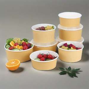 Recipientes de Papel para Llevar con Logotipo Personalizado, Tazones para Ensalada de 400ml~1500ml, Tazón Redondo Desechable de Papel Kraft para Envasado de Alimentos - Product Image 4