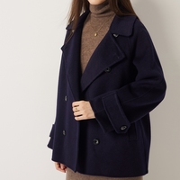 Manteau court en laine pour femme, 4 rangées de boutons, confortable, en vraie laine, automne-hiver, vente en gros