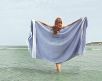 Serviette de plage 100% coton personnalisée de haute qualité, grande taille, broderie multicolore, logo, super doux, coton turc