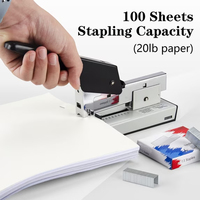 Stapler Manual Tugas Berat Kapasitas Besar 100 Lembar untuk Penjilidan Buku Kantor Sekolah