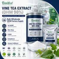 Extrait de thé de vigne de qualité GMP 98% DHM, poudre pure en vrac, vente en gros, usine OEM, poudre de dihydromyricétine