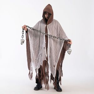 Mantello con Cappuccio in Garza Strappata per Adulti, Unisex, Costume da Zombie o Grim Reaper per Halloween, Travestimento Horror per Cosplay - Product Image 5