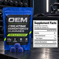 Gummies de créatine monohydrate personnalisées OEM/PL, faibles en glucides, à croquer, pour le soutien de la force avant l'entraînement, sans édulcorants artificiels