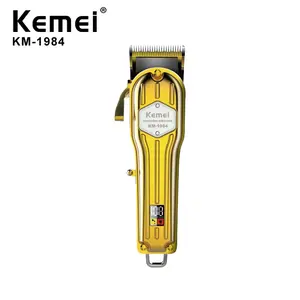 KM-1984新デザイン電動バリカンKemeiアルミ合金ヘアトリマー切断機LCDプロフェッショナルヘアトリマー