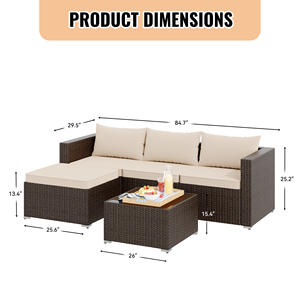 <b>Rattan</b> L-Shaped Outdoor Sofa Set Coffee Table Convertible Design Sponge Filled Massage Function-Modern <b>Garden</b> Terrace <b>Furniture</b> - Product Image 6