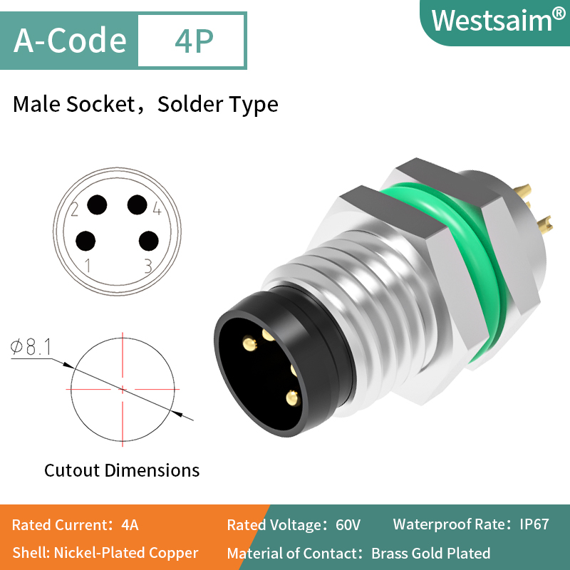 M8-A-4 male M8*1.0