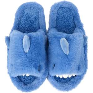 Factory wholesale at low price cute cartoon shark indoor plush <b>slippers</b> for <b>men</b>, anti-slip <b>open</b>-<b>toe</b> EVA winter massage <b>slippers</b> - Product Image 1