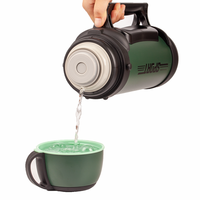 PINKAH-termos de café grandes de acero inoxidable, jarra de agua aislada para viaje, botella de vacío clásica con taza de plástico para senderismo, 1.2L
