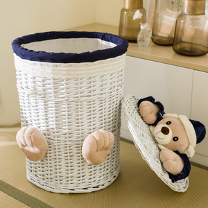 Factory Direct Wholesale 3 Piece Set Wicker Laundry Baskets Willow Storage Basket with <strong>Teddy</strong> <strong>Bear</strong> Decoration - Product Image 3