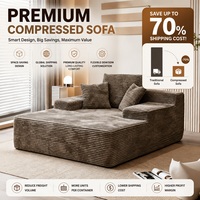 Sofa Modular Single Bentuk L dengan Bantalan Lebar, Vakum Terkompresi, Empuk, dan Dapat Dilipat, Cocok untuk Apartemen Studio