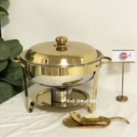 Plat de service rond doré de 5 L pour buffet, chauffe-plats de luxe pour traiteur, idéal pour hôtels et mariages de prestige