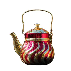 经典中间阿拉伯风格不锈钢锤打球形壶定制标志家用水和咖啡茶壶
