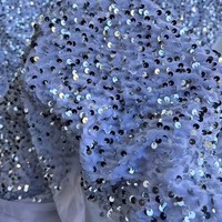 Tissu en velours bleu à paillettes de 5 mm, extensible, pour robe de femme, prix de gros
