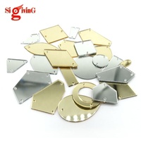 Mode dos plat acrylique or couleur miroir coudre sur strass avec trous pour vêtements de danse