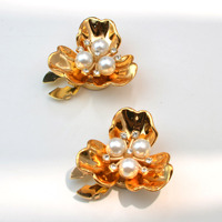 Mancuernillas con Cubierta de Botón de Perlas y Diamantes de Imitación Florales, Reutilizables, de Metal, con Diseño de Flor, para Camisas y Trajes
