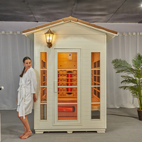 Sauna infrarouge en bois de chanvre traditionnel pour 2 personnes, bon marché pour l'extérieur avec poêle