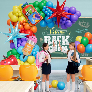 Ensemble de décoration de luxe pour fête de remise des diplômes, ballons en plastique bleu marine, blanc et or, pour le lycée et les célébrations, vente flash - Product Image 5