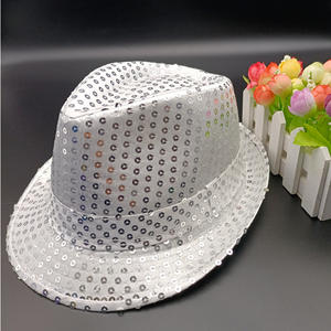 Sombrero de lentejuelas para hombre y mujer, sombrero fedora de Jazz de lentejuelas occidentales, sombreros de fiesta de baile ostentosos - Product Image 3