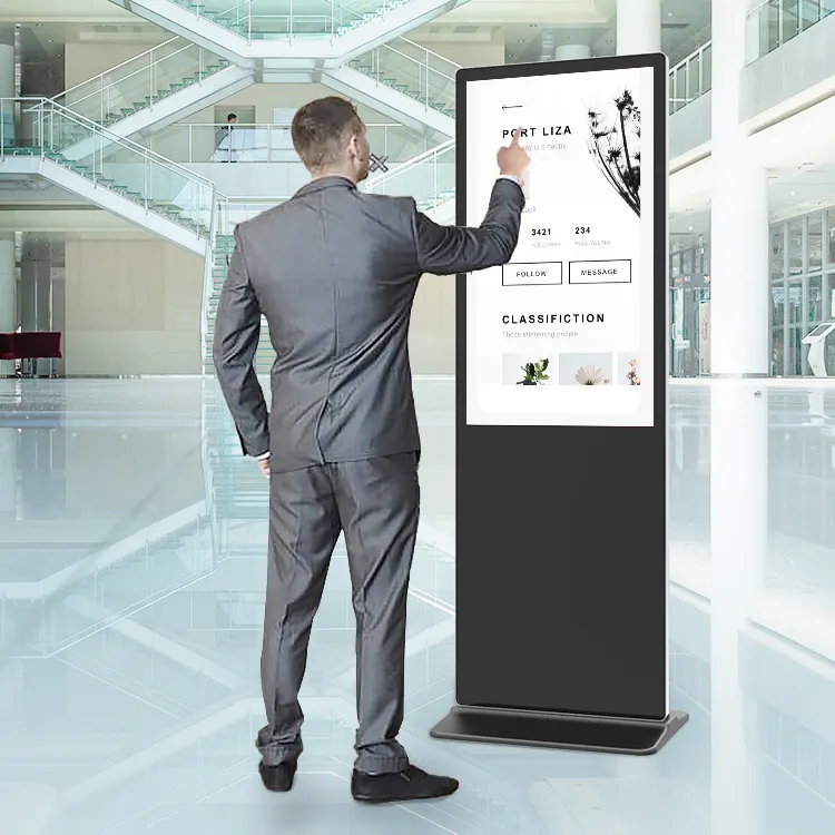Touch screen economico ultra sottile lcd montato a parete standalone 55 pollici digital signage ad player