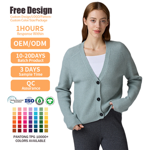 Pull-over personnalisé pour femme, décontracté, respirant, col en V, hiver, manches longues, brodé, tricoté, cardigan - Product Image 2