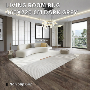 Tapis rectangulaire moderne en polypropylène gris foncé 360 x 220 cm, antidérapant, tissé, pour salon - Product Image 2