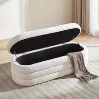 Banc ottoman en bois de luxe, durable et au design moderne, avec rangement, pour salon, chambre, hôtel, appartement