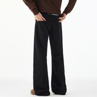 Pantalon en jean noir coupe droite de haute qualité - Pantalon tendance homme automne/hiver - Pantalon décontracté ample style streetwear américain