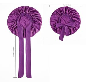 Bonnet de cheveux en satin de soie de couleur unie à double couche réglable pour femmes bonnet de couchage en gros à la mode avec <span class=keywords><strong>cravate</strong></span> - Product Image 4