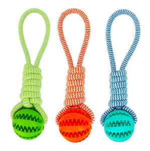 Mainan Bola Tali Karet TPR Mewah dan Lucu untuk Hewan Peliharaan, Tahan Gigitan, Mengasah Gigi, Bola Berlubang, Tahan Lama, Latihan Menggigit, Mainan Interaktif untuk Anjing - Product Image 1