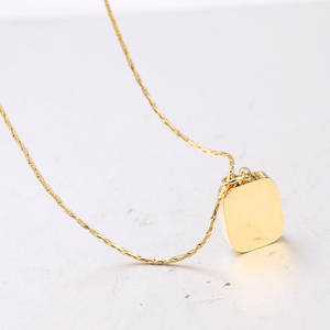 Collier pendentif carré en acier inoxydable avec logo gravé au laser personnalisé, finition miroir, pour femmes et hommes - Product Image 6