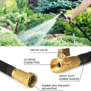 Garden Hose With <b>Spray</b> Nozzle 30 Ft Expandable Tpe Material Brass Fittings For Car Wash Watering Flowers - Product Image 3
