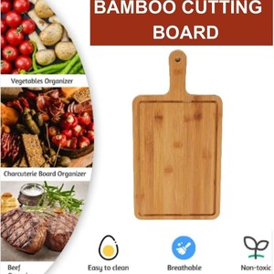 Planche à découper en bambou carrée en bois massif pour steak, cuisson, usage domestique, double face, antidérapante, style moderne et simple - Product Image 5