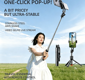 Perche à <span class=keywords><strong>selfie</strong></span> trépied pour voyage, avec télécommande et support pour téléphone portable, idéale pour filmer des vidéos avec <span class=keywords><strong>iPhone</strong></span>. - Product Image 2